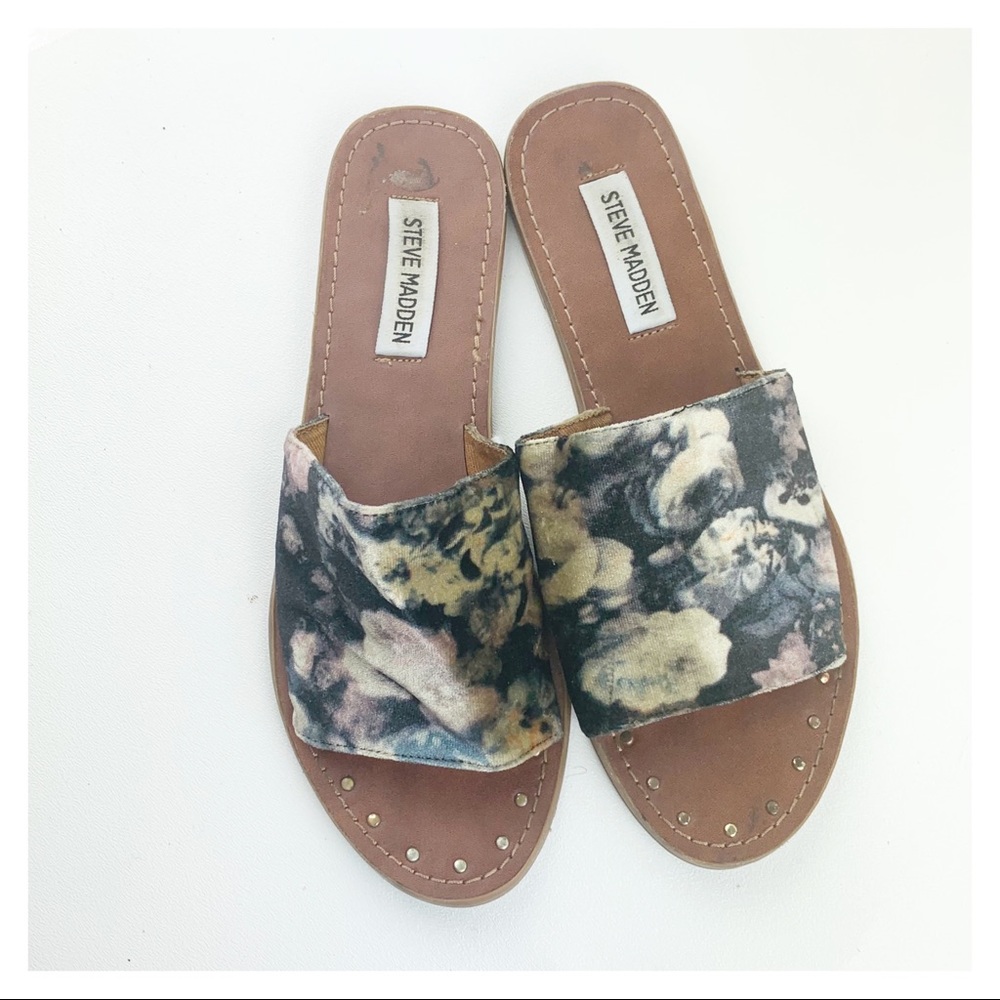 Steve Madden Mishelle Floral Velvet Sandals Size 7.5 - Picture 3 of 6